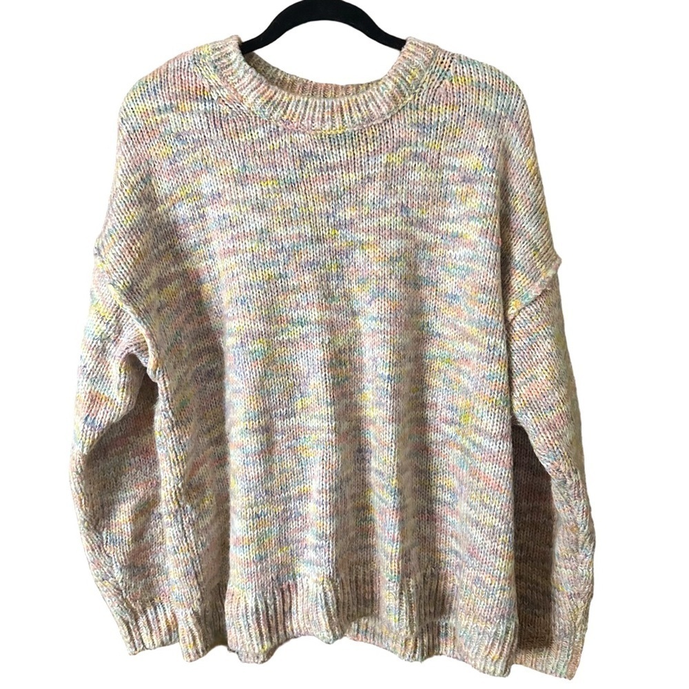 GAP Women's Pastel Knit Shaker-Stitch Crewneck Sweater Size XL Tall Cozy Fall